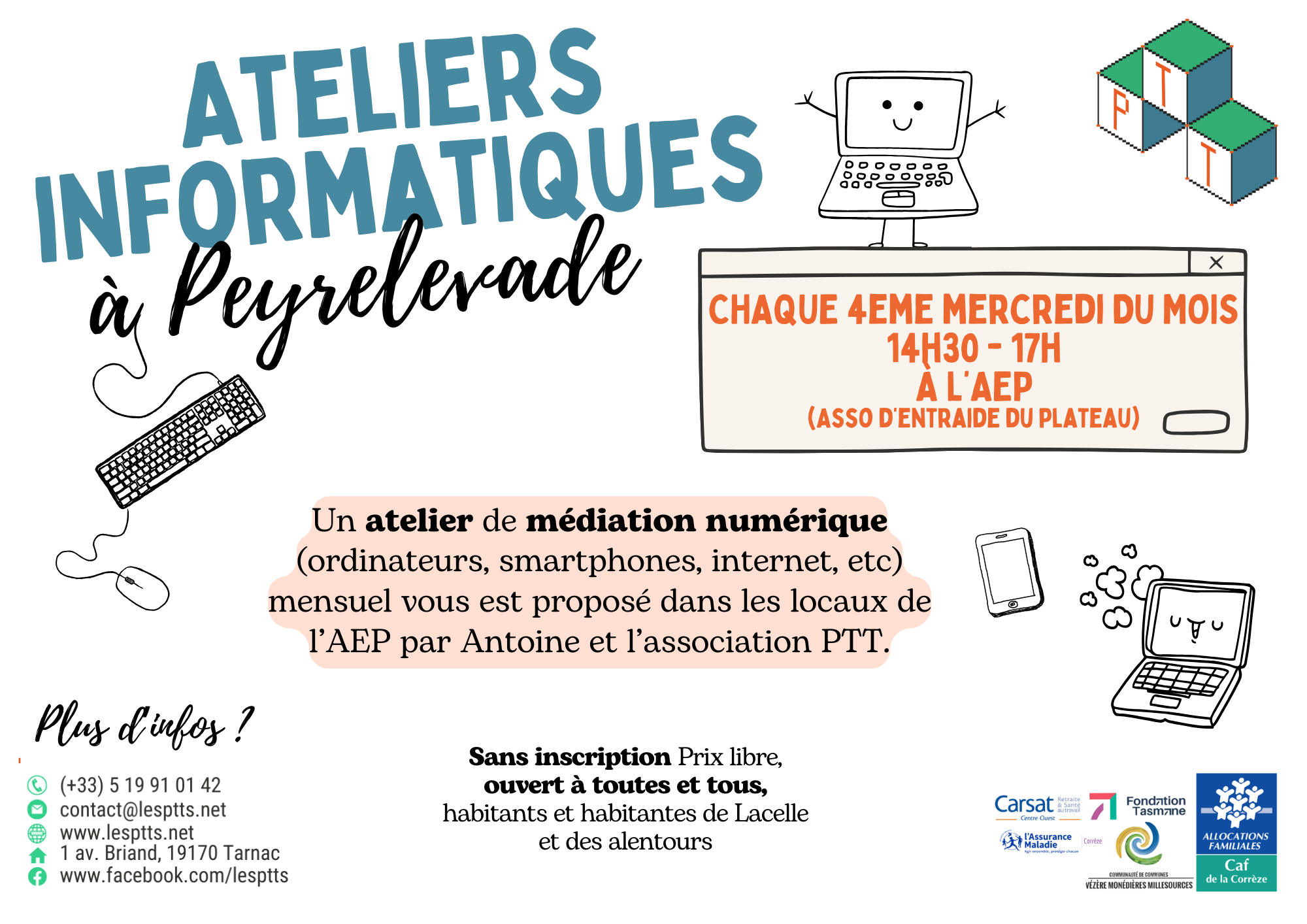 Ateliers numériques hebdomadaires à l'AEP (Peyrelevade)