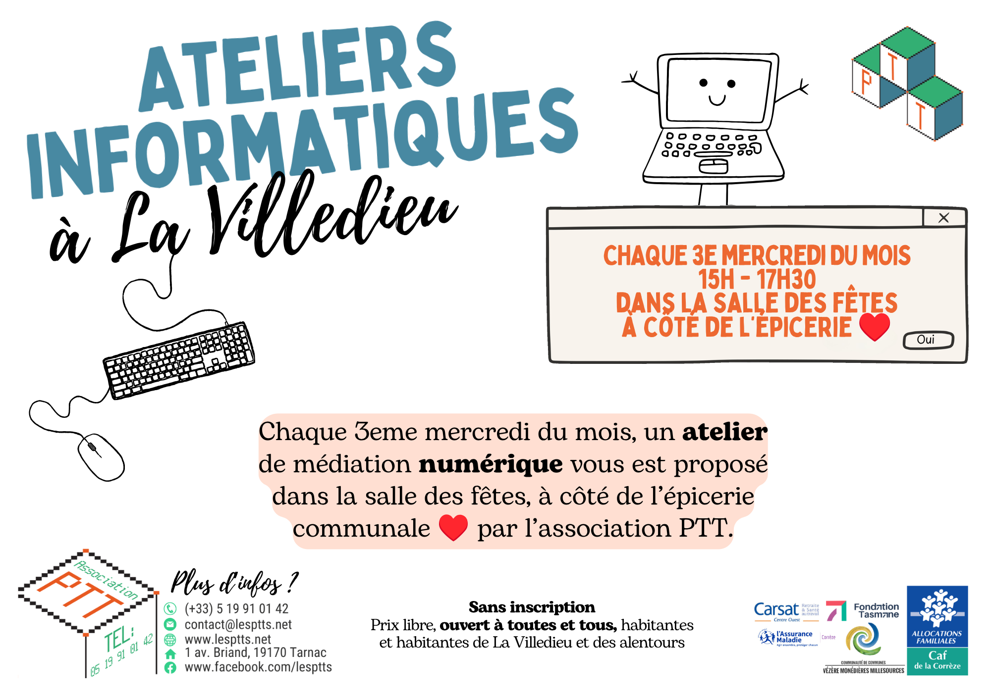 Atelier numérique mensuel à La Villedieu